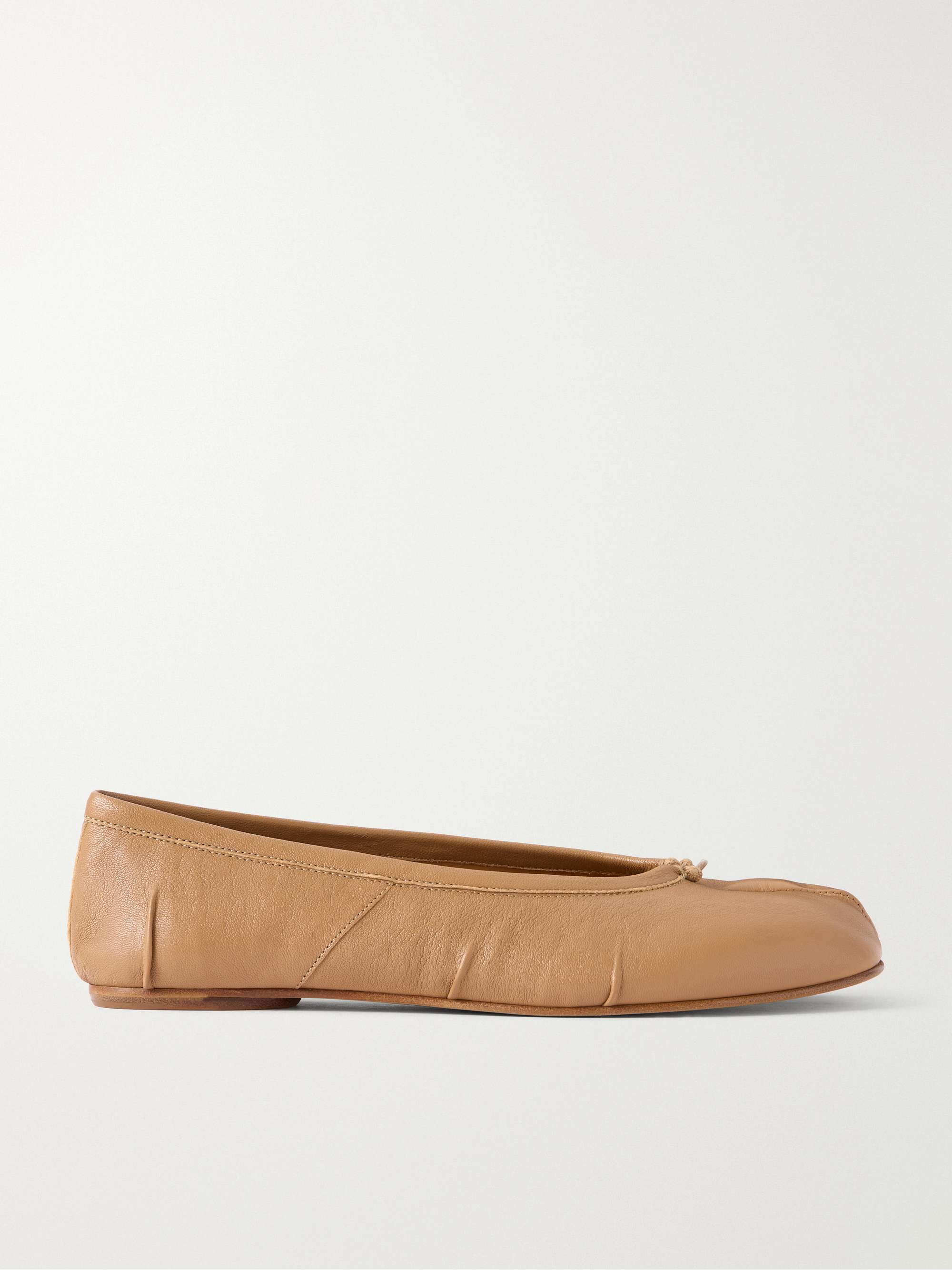 Tabi Split-Toe Textured-Leather Ballet Flats