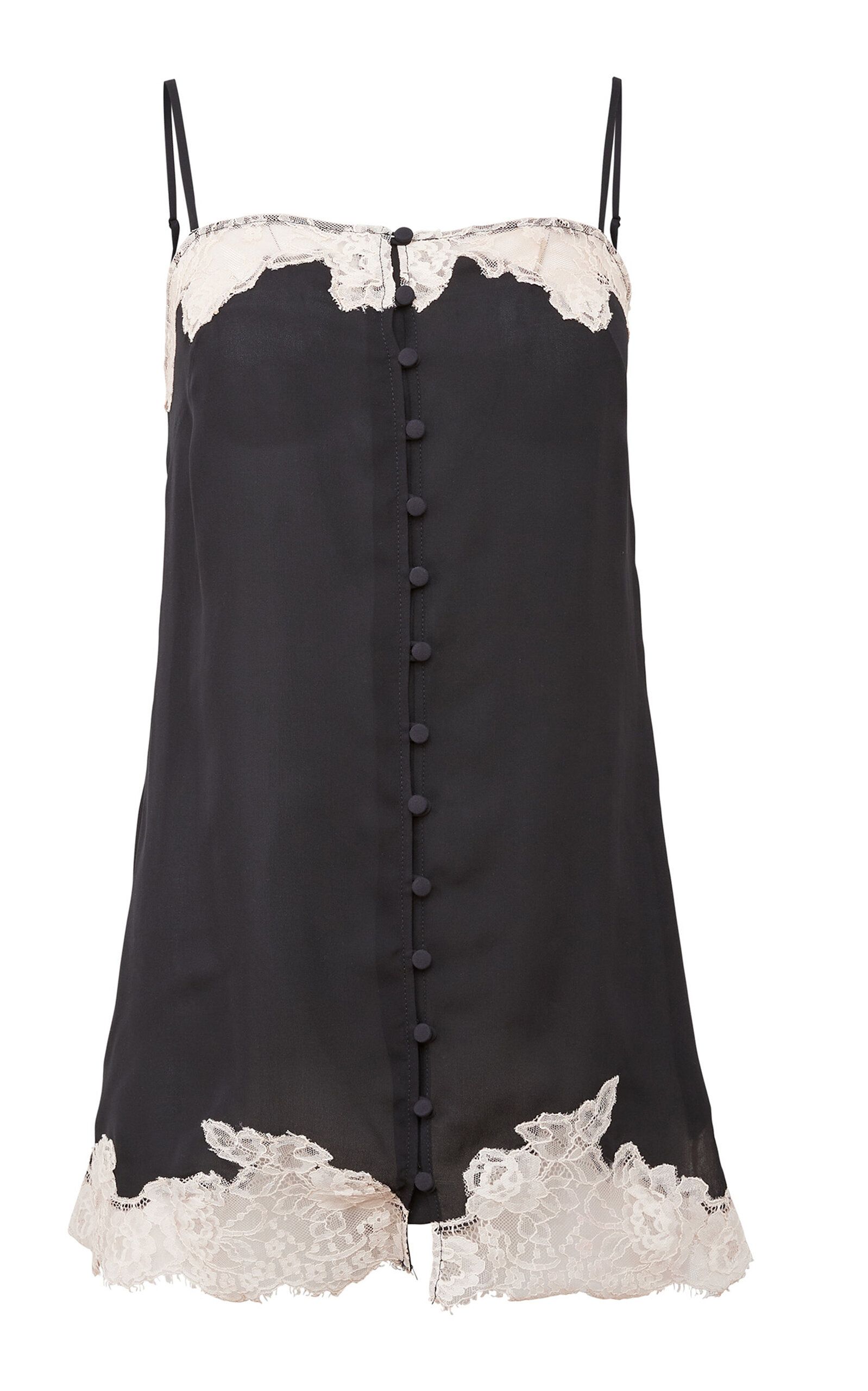 Lace-Trimmed Cotton Slip Dress