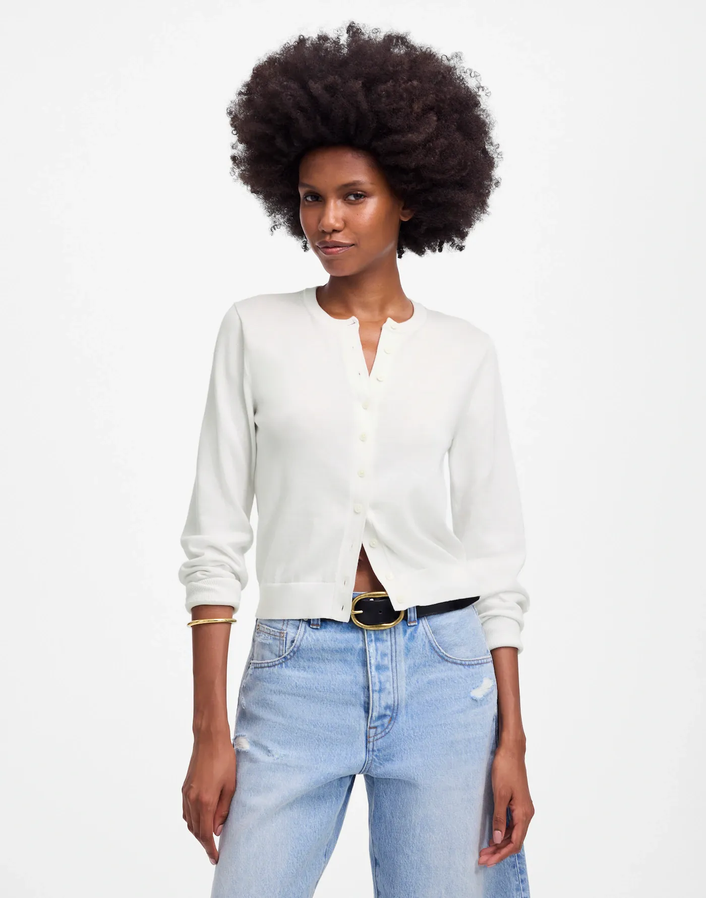 Madewell , Cotton Crewneck Cardigan (Was $88) 