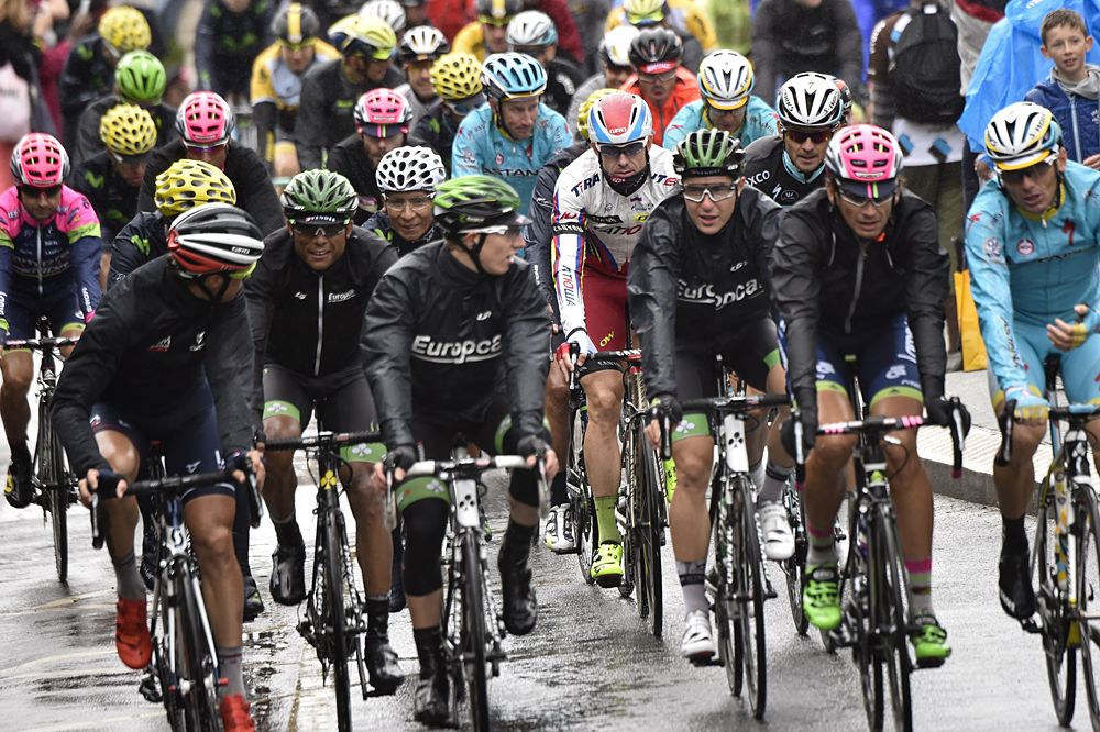 Team Sky lead the peloton onto the Champs-Elysees, stage 21 at the Tour de France