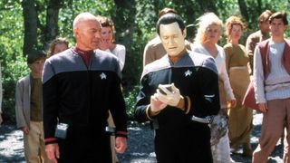 Brent Spiner and Patrick Stewart in Star Trek Insurrection (1998)_Paramount Pictures