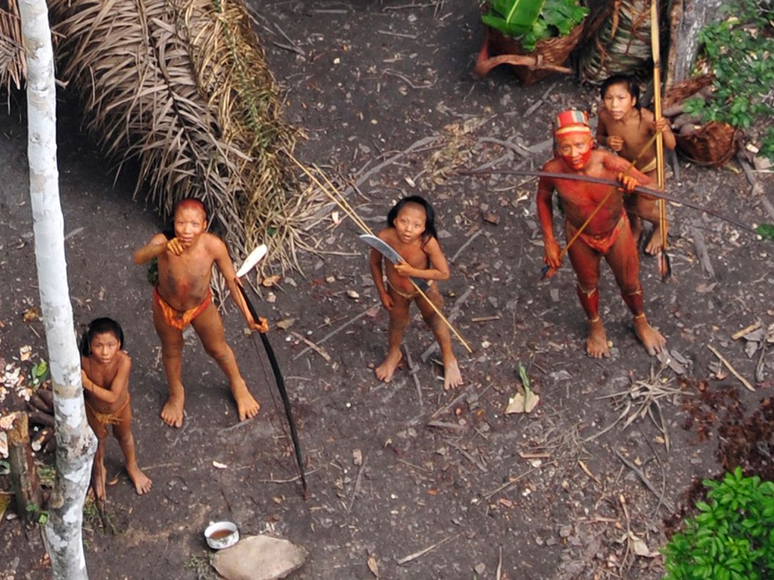 Uncontacted Indians in the Brazilian Amazon, filmed from the air in 2010.