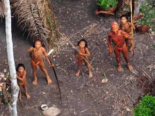 Uncontacted Indians in the Brazilian Amazon, filmed from the air in 2010.