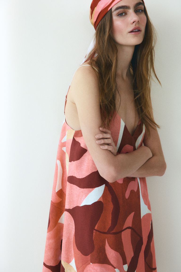 Linen-Blend Mini Dress