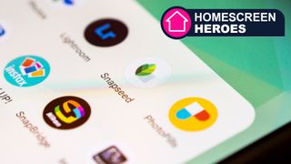 Screenshot of a phone UI with the Snapseed app for Homescreen Heroes series 