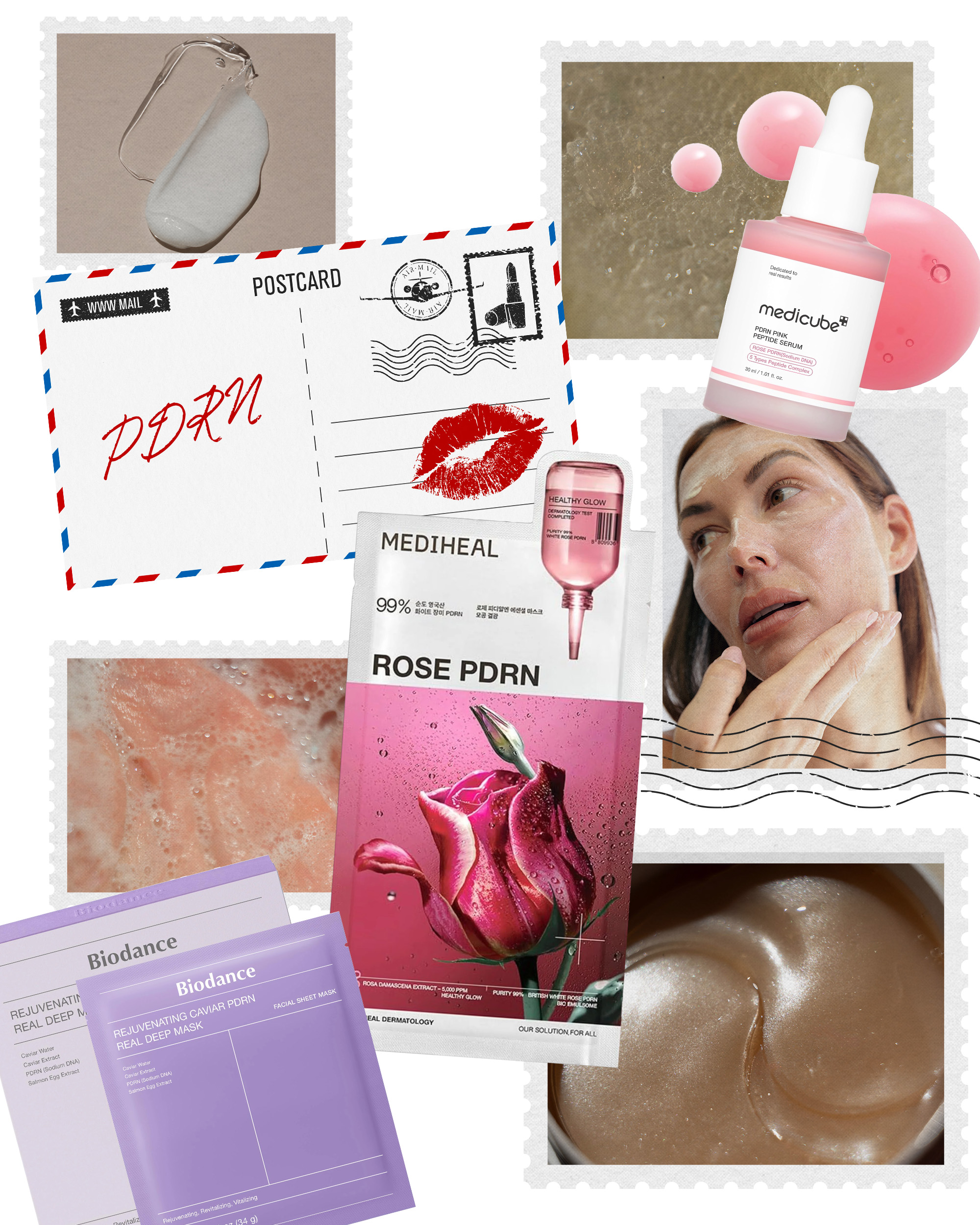 PDRN skincare collage