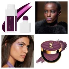 purple blush collage of products and models