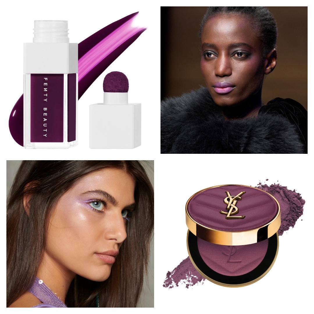 purple blush collage of products and models
