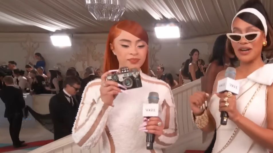 Ice Spice with film camera at Met Gala