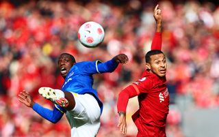 Everton midfielder Abdoulaye Doucoure and Liverpool midfielder Thiago