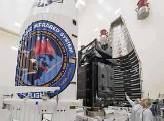 A look at the SBIRS GEO Flight 4 missile-warning satellite before it's packed for launch atop its United Launch Alliance Atlas V rocket.