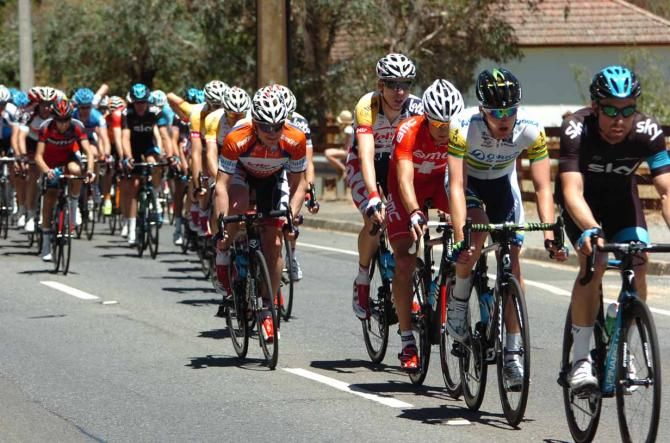 Luke Durbrige (Orica GreenEdge) stays close to the front.