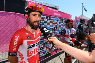 Thomas De Gendt (Lotto Soudal) speaks to the media during the 2022 Giro dItalia