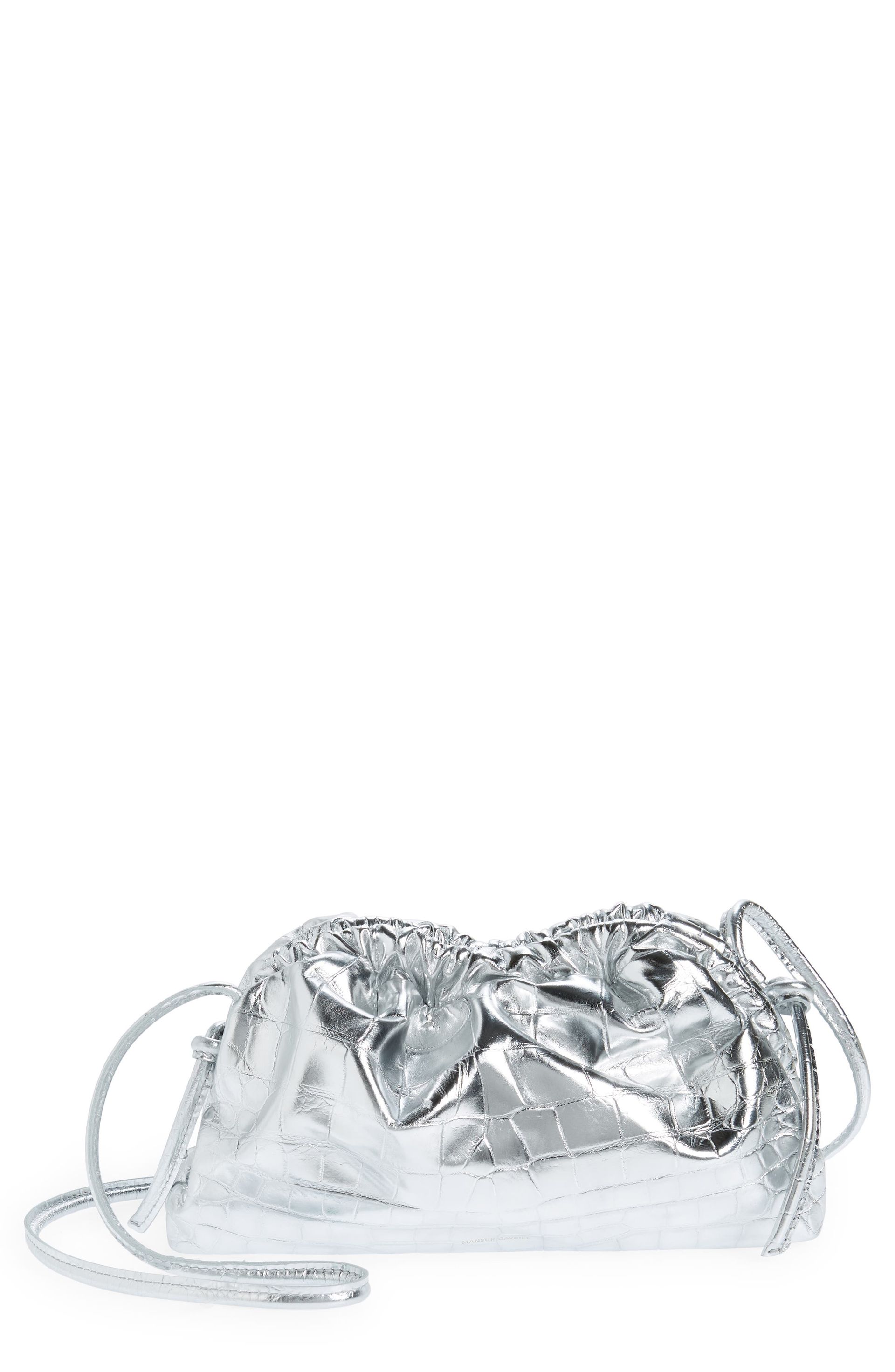 Mini Cloud Metallic Croc Embossed Leather Clutch