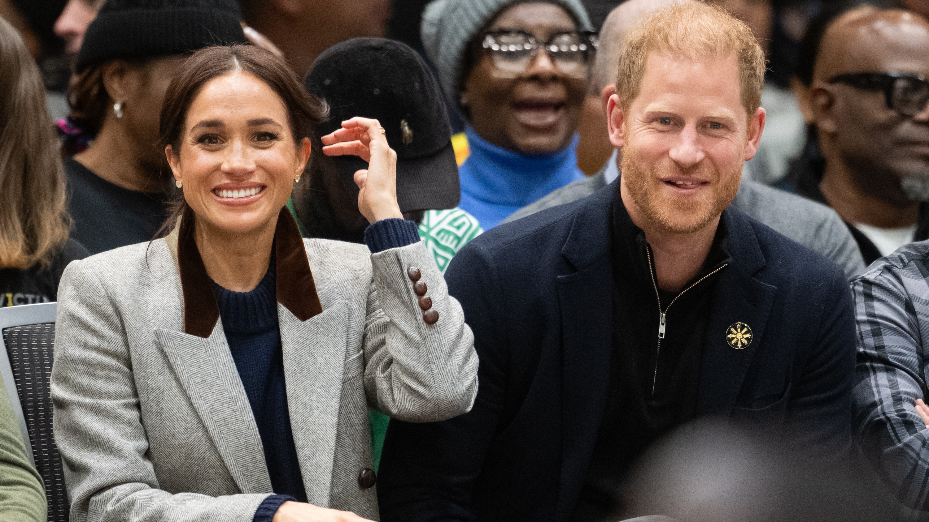Meghan, Duchess of Sussex and Prince Harry, Duke of Sussex attend the wheelchair basketball match between the USA v Nigeria during day one of the 2025 Invictus Games
