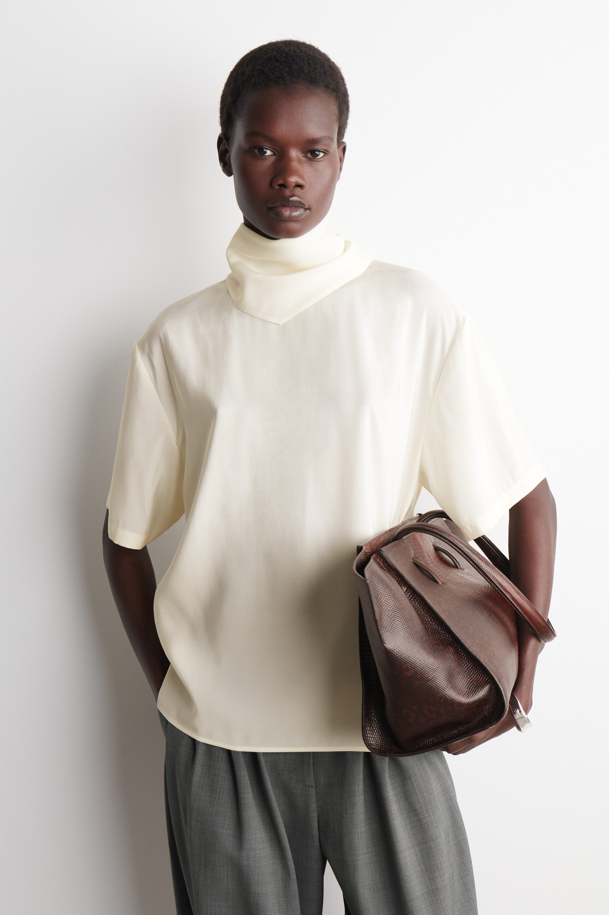 Draped Scarf-Detail Top