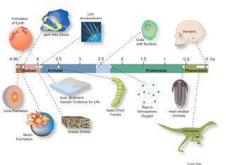 Timeline showing major events in Earth history.