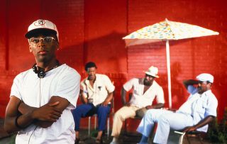 Black Hollywood picture shows Spike Lee in Do the Right Thing