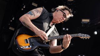 Kevin 'Noodles' Wasserman of The Offspring performs during day 1 of the Hellfest Open Air Festival 2022 on June 18, 2022 in Clisson, France.