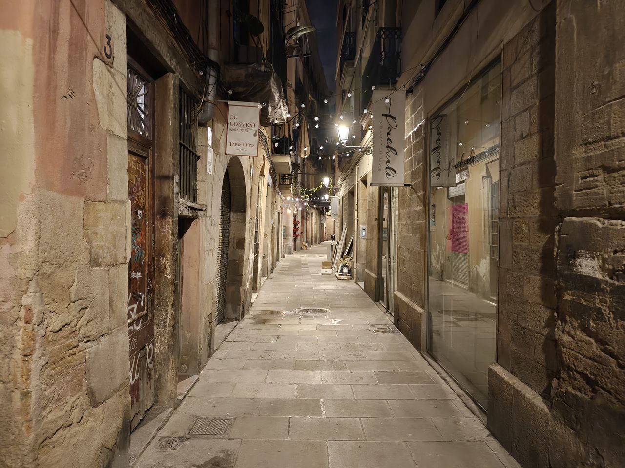A brightly lit alleyway