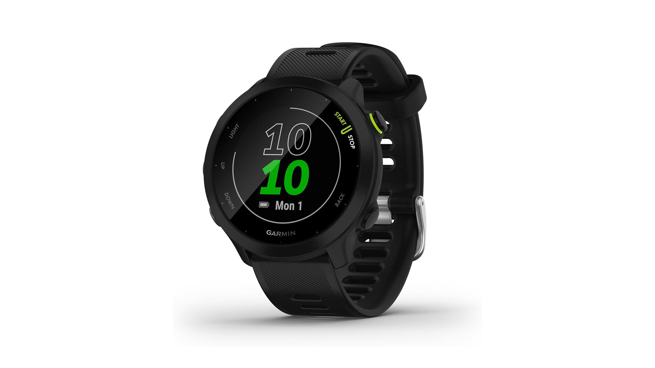 A stock picture of the Garmin Forerunner 55 on a white background