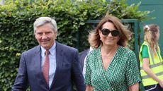  Carole Middleton and Michael Middleton attend day 9 of the Wimbledon 2019 Tennis Championships at All England Lawn Tennis and Croquet Club on July 10, 2019