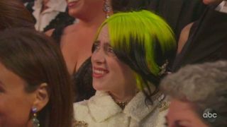 Billie Eilish looks like she can't believe what she's seeing.