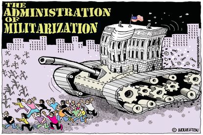 Political Cartoon U.S. Trump Portland militarization&nbsp;