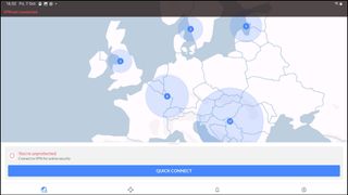Et skærmbillede af kortet på NordVPN's Android-app