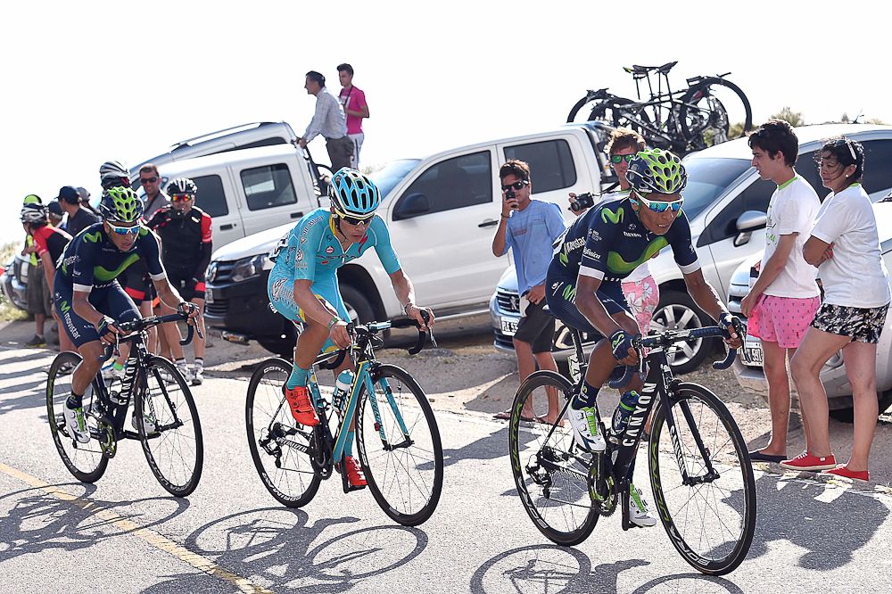 Nairo Quintana, Miguel Angel Lopez and Dayer Quintana.