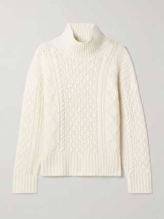 Cable-Knit Wool and Cashmere-Blend Turtleneck Sweater