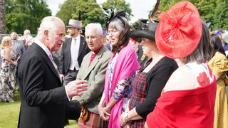 Prince Charles, Prince of Wales during a garden party at the Palace of Holyroodhouse