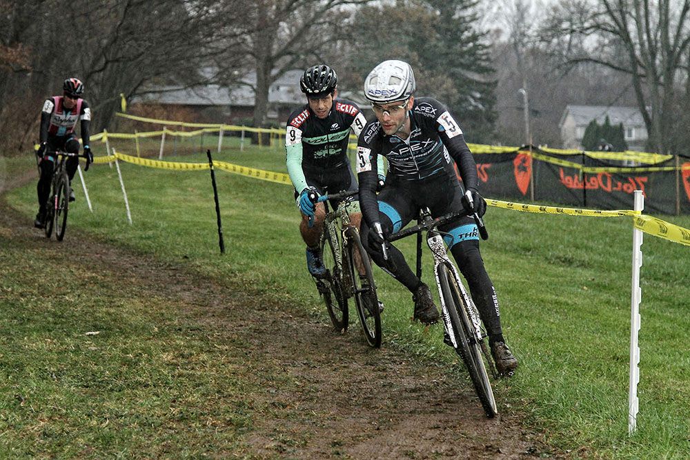 Riders round one of the tricky turns