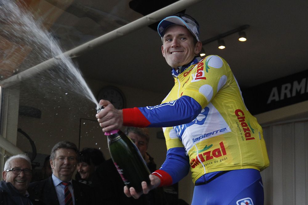 Arnaud Demare in yellow after the stage 2 at La M&eacute;diterran&eacute;enne