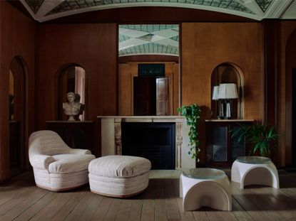 Pieces from Martin Brudnizki and Nicholas Jeanes’s new furniture collection, shot at Pitzhanger Manor, one of Sir John Soane’s London masterpieces. The designers note how Soane’s own ‘fascination with reinterpreting the past and reworking materials in unique ways’ is a particularly good fit for the collection