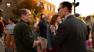 Mike Flanagan and Tom Hiddleston on the set of The Life Of Chuck
