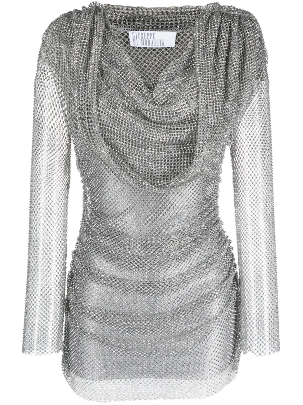 Giuseppe Di Morabito Crystal-Embellished Mesh Minidress | S