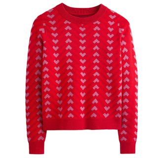red jacquard print jumper