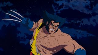 X-Men '97's Wolverine with shirt torn off and claws unsheathed