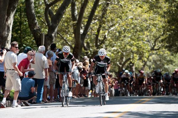 Gobernacion De Antioquia riders get a gap on the rest of the break.