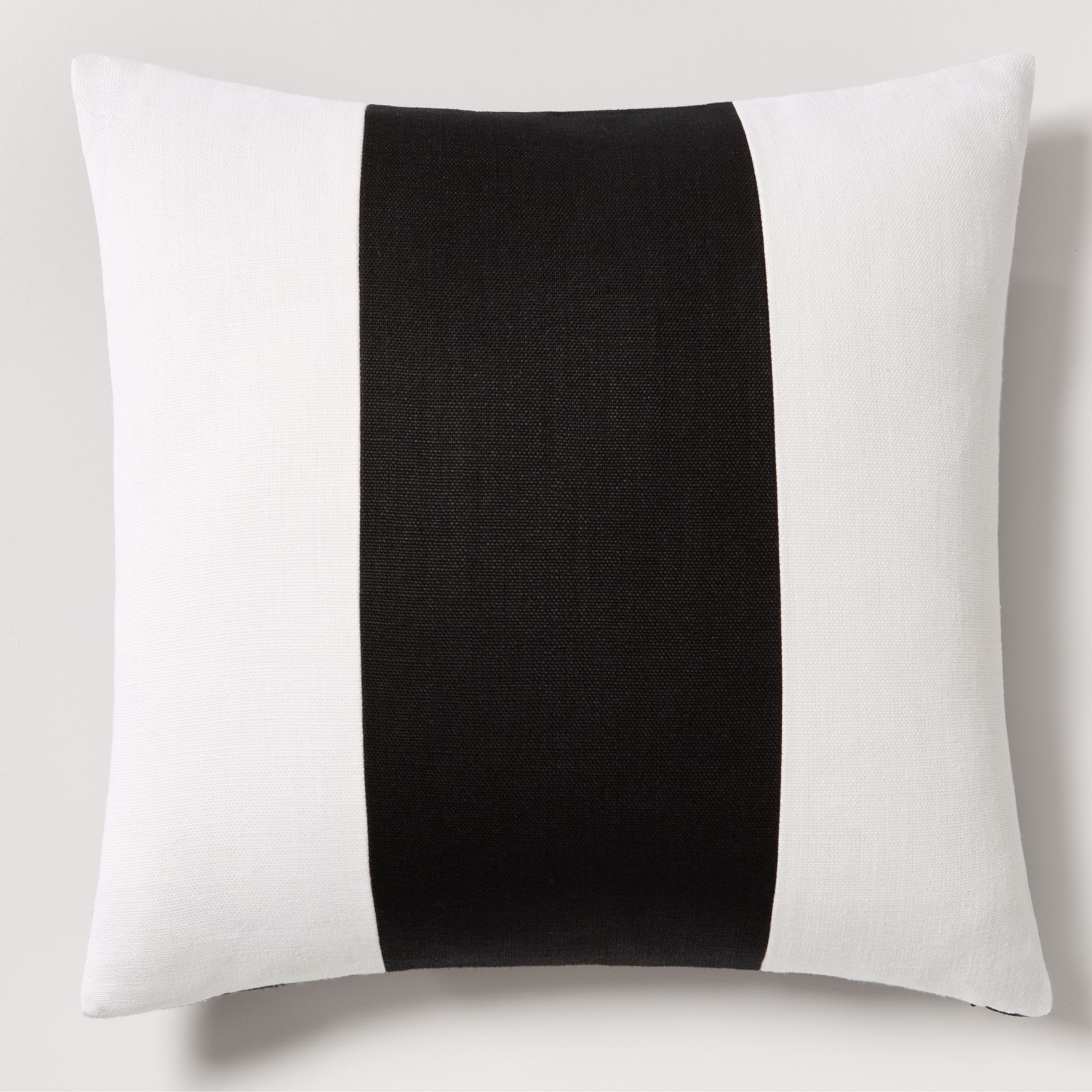 Black Wide Linen Stripe Pillow