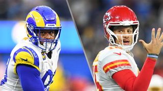 (L to R) Aaron Donald and Patrick Mahomes will face off in the Rams vs Chiefs live stream