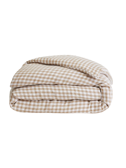 Linen Duvet Cover in Cafe Gingham