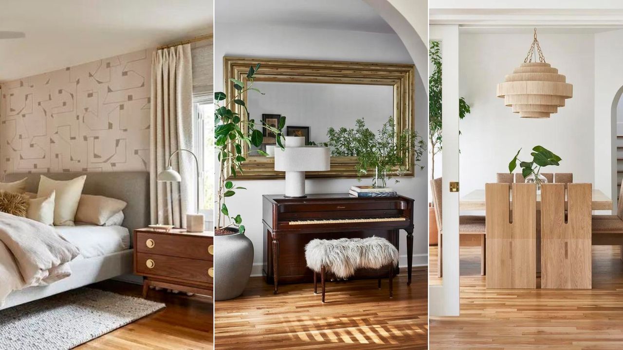 Three rooms that mix wooden tones