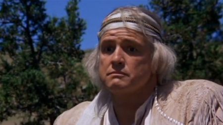 Marlon Brando with a white headband, looking nonplussed in The Missouri Breaks