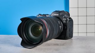 A Canon EOS R5 Mark II mirrorless camera