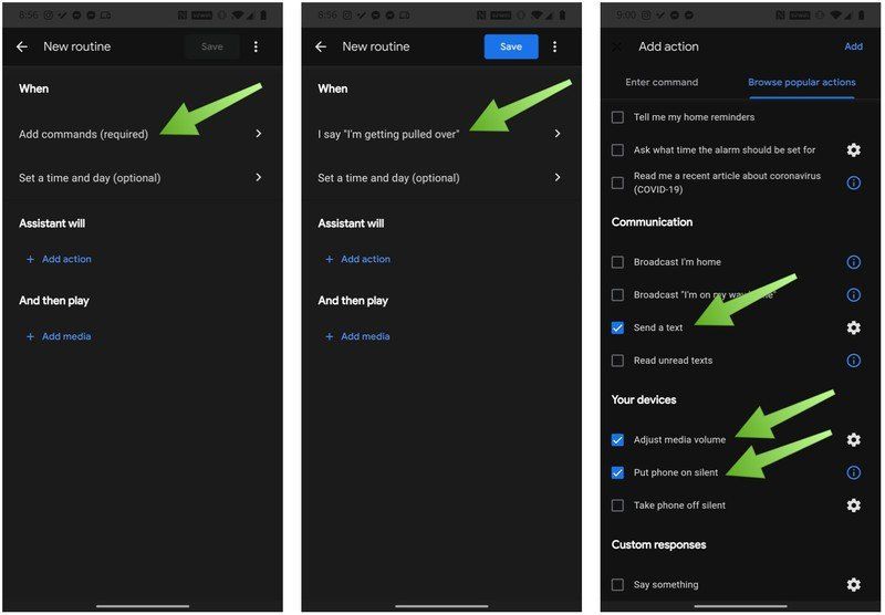 How to create an 'I'm getting pulled over' shortcut on Android using