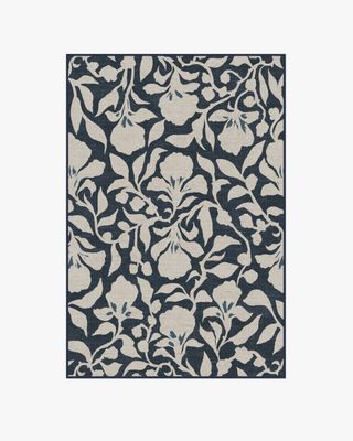 blue and white floral area rug