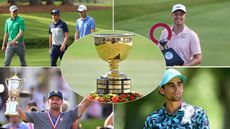 The Presidents Cup trophy and a number of golfers from PGA Tour and LIV Golf missing