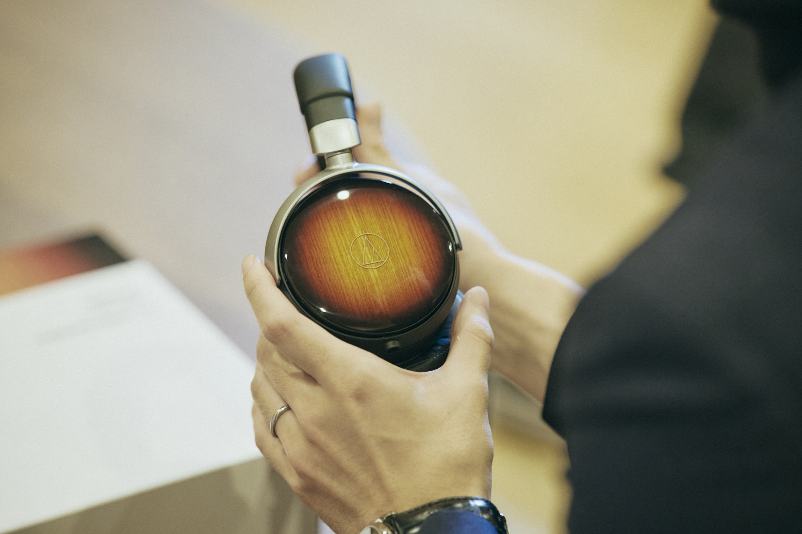 Audio-Technica ATH-WP900SE wired headphones held in the hand
